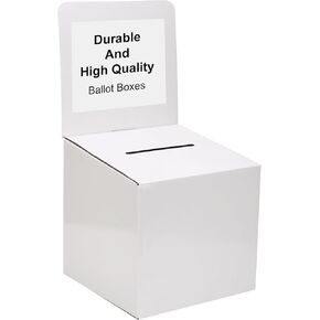 Raffle Ticket Box Donation Collection Ballot Box Reusable Sturdy thick Cardboard Box with Slot comment Suggestion Box With Removable Header 6H x 6W x 6D, Display area 6H x 6W(Black10 pack)