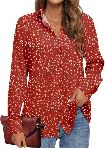 قمصان عمل Magritta للسيدات، بلوزات مكتب أنيقة بأكمام طويلة وأزرار سفلية بياقة in Kuwait