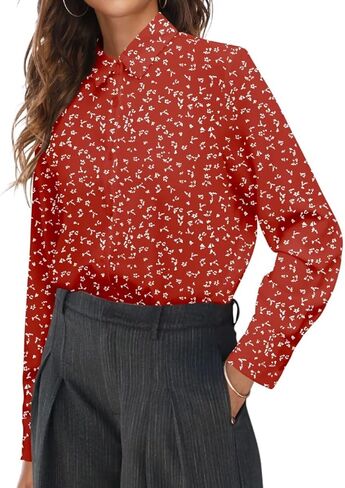 قمصان عمل Magritta للسيدات، بلوزات مكتب أنيقة بأكمام طويلة وأزرار سفلية بياقة in Kuwait