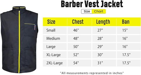 جاكيت قميص جديد للرجال من Professional Barber باللون الأسود بدون أكمام ويتميز بجيبين لأدوات الحلاقة وسحاب في اتجاه واحد in Saudi Arabia