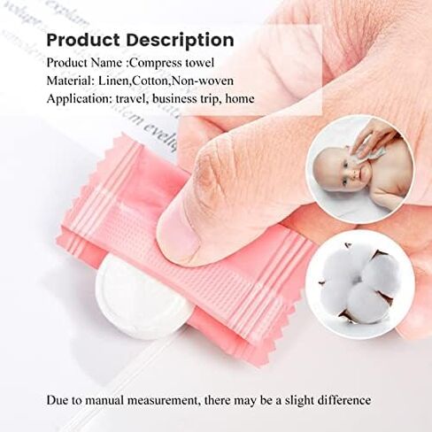 50 Pieces Compressed Towels Tablets, Portable Disposable Cotton Hypoallergenic Dehydrated Expandable Compressed Face Towels Travel Washcloths Coin Tissues for Home Beauty and Outdoors Hiking Camping in Saudi Arabia