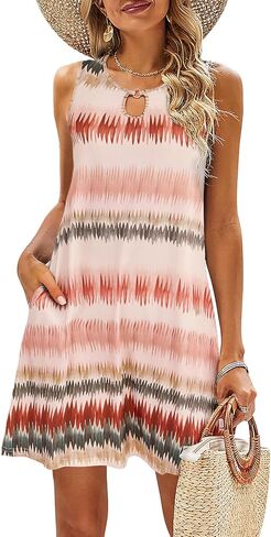 SimpleFun Summer Dresses for Women 2024 Beach Floral Tshirt Sundresses Casual Boho Dress with Pockets in Kuwait