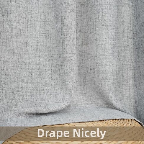 ستائر DriftAway من الكتان الطبيعي بطول 84 بوصة لغرفة المعيشة شبه شفافة 2 لوح مزرعة الكتان الحقيقي 3 بوصة جيب قضيب خلفي علامة تبويب Boho ريفية لتصفية الضوء ستائر النافذة لغرفة النوم الخصوصية مضمونة in Saudi Arabia