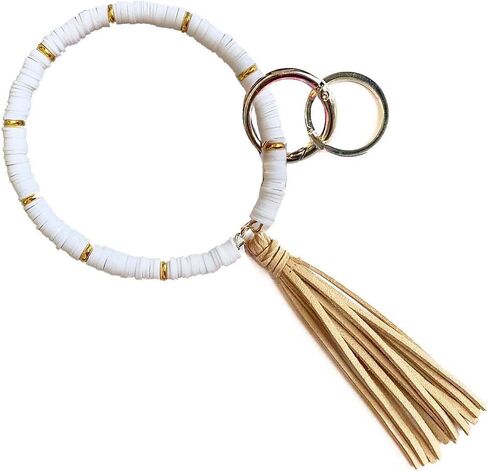 Boho keychain Rings Wristlet Key Chain Bracelets with Tassel Large Circle Wrist Bangle Keyring Holder Gift for Women in Saudi Arabia