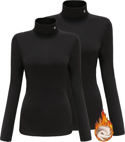 SSLR-Thermal-Shirts for-Women-Turtleneck Long Sleeve Tops Fleece Lined Winter Slim Fitted Mock Neck Base Layer (XX-Large, Red White) in Saudi Arabia
