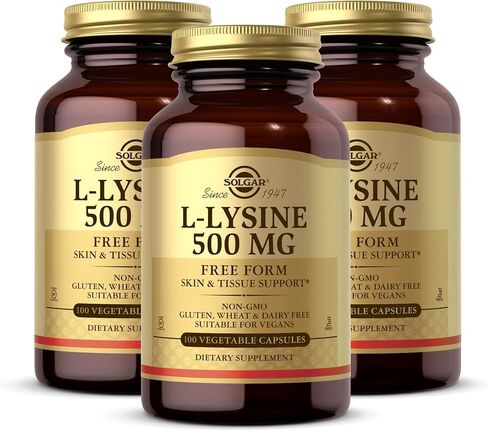 SOLGAR L-Lysine 500 mg - 100 كبسولة نباتية - دعم الجلد والأنسجة - غير معدلة وراثيًا، نباتي، كوشير، خالي من الغلوتين - 100 وجبة in Saudi Arabia