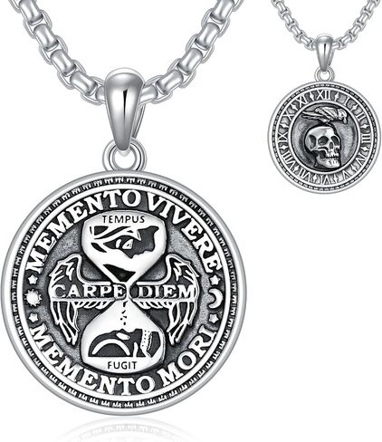 PROESS Memento Mori Necklace 925 Sterling Silver Skull Crow Necklace Raven Necklace Memento Mori Jewelry Gifts for Men Women for Birthday Christmas in Saudi Arabia