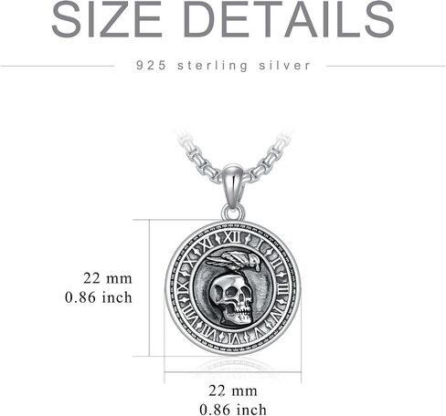PROESS Memento Mori Necklace 925 Sterling Silver Skull Crow Necklace Raven Necklace Memento Mori Jewelry Gifts for Men Women for Birthday Christmas in Saudi Arabia