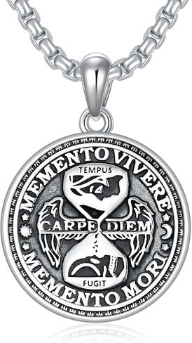 PROESS Memento Mori Necklace 925 Sterling Silver Skull Crow Necklace Raven Necklace Memento Mori Jewelry Gifts for Men Women for Birthday Christmas in Saudi Arabia