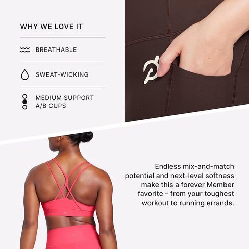 Peloton Padded Strappy Sports Bra, Low-Medium Support Activewear for Women for Daily Workouts or Casual Wear in Kuwait