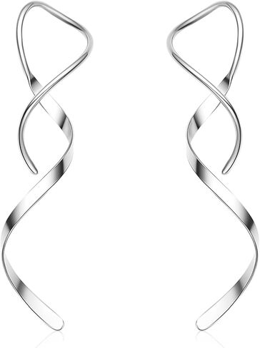Hanreshe 4Pairs Spiral Threader Earrings for Women Handmade Twisted Spiral Stainless Steel Drop Dangle Earrings Threader in Saudi Arabia