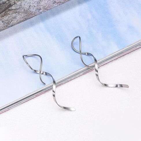 Hanreshe 4Pairs Spiral Threader Earrings for Women Handmade Twisted Spiral Stainless Steel Drop Dangle Earrings Threader in Saudi Arabia