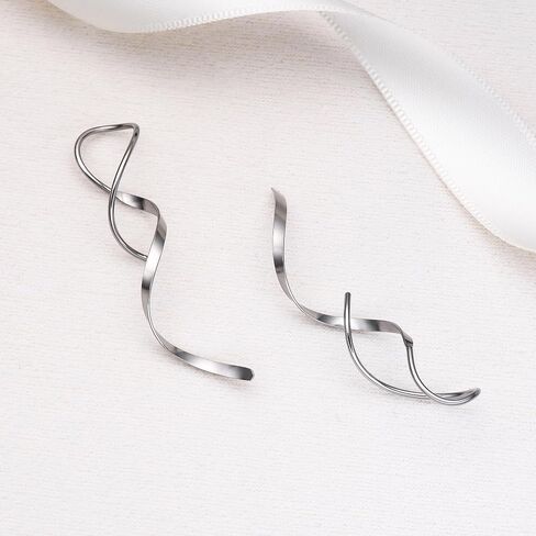 Hanreshe 4Pairs Spiral Threader Earrings for Women Handmade Twisted Spiral Stainless Steel Drop Dangle Earrings Threader in Saudi Arabia