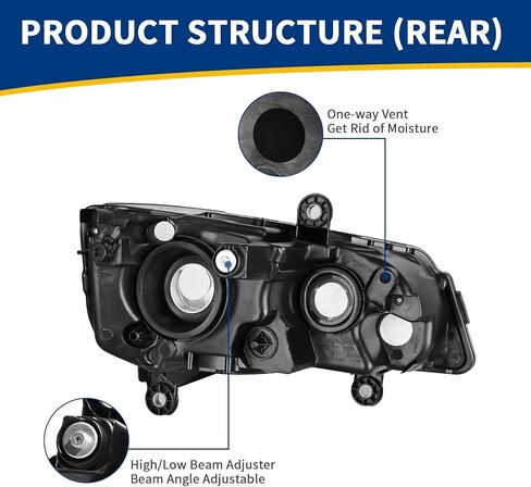AUTOSAVER88 Headlight Assembly Compatible with 2008-2010 Dodge Grand Caravan Chrome Housing Amber Reflector Clear Lens in Kuwait