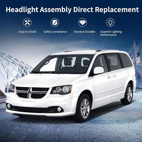 AUTOSAVER88 Headlight Assembly Compatible with 2008-2010 Dodge Grand Caravan Chrome Housing Amber Reflector Clear Lens in Kuwait