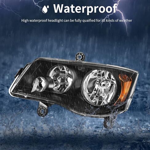 AUTOSAVER88 Headlight Assembly Compatible with 2008-2010 Dodge Grand Caravan Chrome Housing Amber Reflector Clear Lens in Kuwait