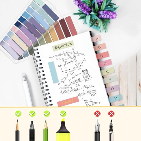 2000Pcs Sticky Tabs for Annotating Books, Morandi Book Tabs for Binders, Repositionable Book Flags Strip Index Tabs Clear Page Markers Writable for Office School Reading Highlights Classifying in Kuwait