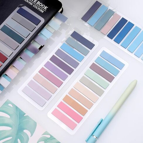 2000Pcs Sticky Tabs for Annotating Books, Morandi Book Tabs for Binders, Repositionable Book Flags Strip Index Tabs Clear Page Markers Writable for Office School Reading Highlights Classifying in Kuwait