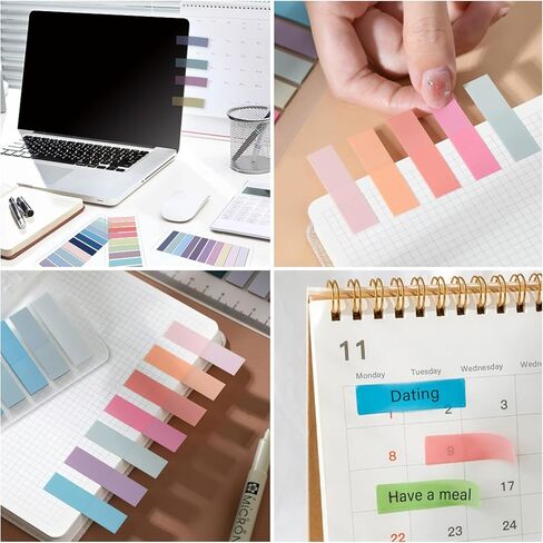 2000Pcs Sticky Tabs for Annotating Books, Morandi Book Tabs for Binders, Repositionable Book Flags Strip Index Tabs Clear Page Markers Writable for Office School Reading Highlights Classifying in Kuwait