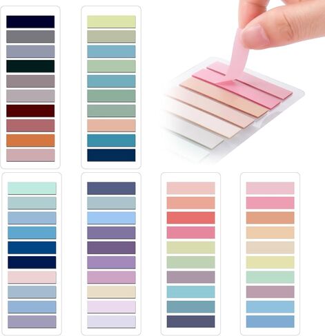 2000Pcs Sticky Tabs for Annotating Books, Morandi Book Tabs for Binders, Repositionable Book Flags Strip Index Tabs Clear Page Markers Writable for Office School Reading Highlights Classifying in Kuwait