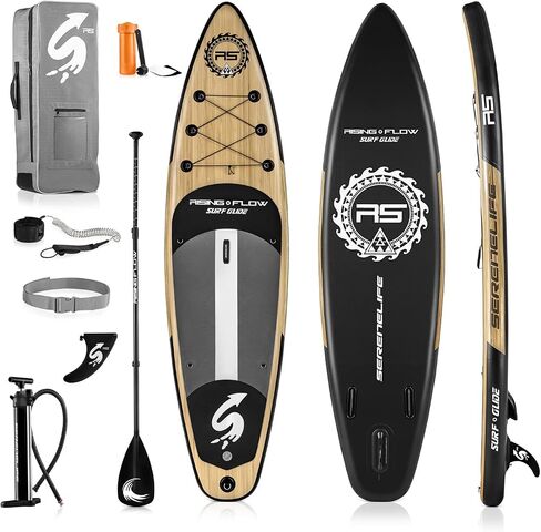 SereneLife Inflatable Stand up Paddle Board - Non-Slip SUP with Paddle, Pump, Leash, and Complete Accessories - Enjoyable Water Paddle Board for Adults and Youth with Stable and Wide Design in Saudi Arabia