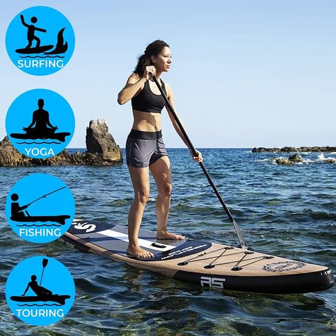 SereneLife Inflatable Stand up Paddle Board - Non-Slip SUP with Paddle, Pump, Leash, and Complete Accessories - Enjoyable Water Paddle Board for Adults and Youth with Stable and Wide Design in Saudi Arabia