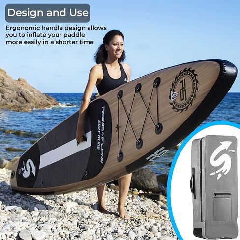 SereneLife Inflatable Stand up Paddle Board - Non-Slip SUP with Paddle, Pump, Leash, and Complete Accessories - Enjoyable Water Paddle Board for Adults and Youth with Stable and Wide Design in Saudi Arabia