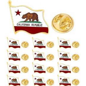 12/25/50/pcs Small metal California state Flag Lapel pin California Flag pins for Suit jacket backpack hat bulk