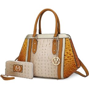 MKF satchel bags for women, Featuring a faux crocodile-embossed finish crossover handbag, shoulder side messenger bag