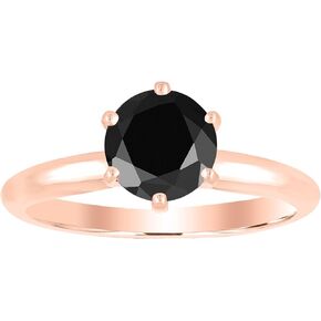 1/2-10 Carat Total Weight Round 14K Rose Gold Round Black Diamond Ring (AAA Quality)