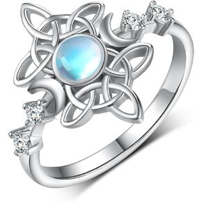 Witches Knot Ring 925 Sterling Silver Celtic Knot Witch Rings Good Luck Irish Pagan Wiccan Jewelry Gifts for Women