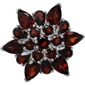 Silvershake Genuine Gemstone Gorgeous 925 Sterling Silver Flower Cluster Cocktail Right-Hand Ring