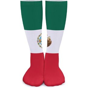 Mexico Flag Pattern Novelty Knee High Socks Soft Long Stockings Patterned Gifts for Mens & Womens