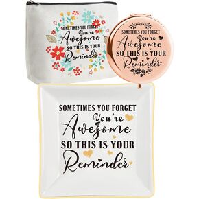 Sometimes You Forget You are Awesome Makeup Bag,You are Awesome Trinket Dish,Thank You Compact Mirror,Youre Awesome Plate,Thank You Gifts for Women,Awesome Gift for Women,Encouragement Gift for Women