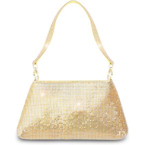 AOYUNHUI Gold Clutch Purses Evening Bag for Women Chic Evening Bags Purse Bling with a gold Detachable Shoulder Chain Shiny Handle Bag for Girls Women-Gold in Kuwait
