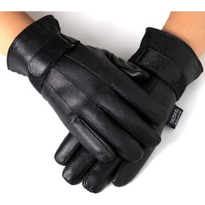 Alpine Swiss Mens Gloves Dressy Genuine Leather Warm Thermal Lined Wrist Strap