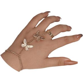 Meztole Ring Bracelet Hand Chain Boho Snake Finger Ring Bracelet Hand Harness Slave Chain Bracelets Vintage Indian Jewelry Accessories