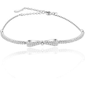 N/C Fashion Crystal Bowknot Bracelet Tiny CZ Paved Butterfly Bow-Knot Tennis Bracelet Charm Bangle Wedding Jewelry ZY135