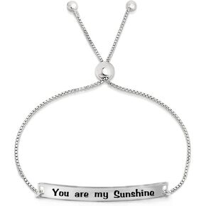 Savlano 925 Sterling Silver Engraved Inspirational Adjustable Bolo Charm Bracelet For Women Comes With Gift Box - Made in Italy