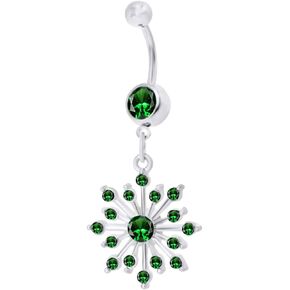 AFFY Snowflake Belly Button Navel Ring in 14K Gold Over Sterling Silver