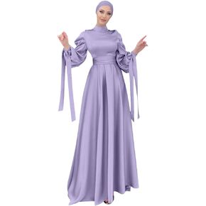 Women's Muslim Kaftan Abaya Prayer Dress Long Sleeve Maxi Hijab Islamic Eid Middle East Arabian Dubai Robe Gown