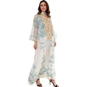 PolyJolly Abaya Dress for Women Dubai Sadui Embroidery Fancy Arabic Gown Collection