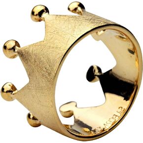 SILBERMOOS Jewelry Women´s Ring Crown Coronet Brushed Gold-Plated 925 Sterling Silver