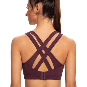 AGONVIN Women's High Impact Plus Size Large Bust Sexy Strappy Back Padded Sports Bra