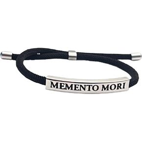 Memento Mori Bracelet Braided Cotton Bracelet Memento Mori Engraved Metal and Cotton Braided Bracelet for Men and Women Stoic Gift