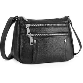 befen Genuine Leather Small Crossbody Bags Purses for Women Pocketbooks Shoulder Bag Satchel Purse with Multi Zipper Pockets