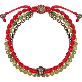 Karma and Luck - Prosperous Promise - Buddha Antique Bronze Red String Bracelet with Adjustable Drawstring Closure from 7.5" to 10" Handmade with Love in Bali, Adjustable, no gemstone in Kuwait