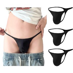 Sisgenesis Men's Cotton G-String Sissy Style with 3D Pouch Black/Black/Black 3 Pack