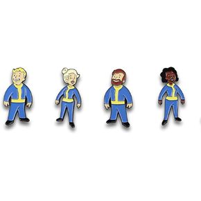 Fallout Vault Dweller Pins | Collectible Metal Enamel Pin Set | Includes 4 Pins