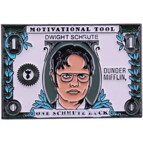 Dwight Schrute Bucks One Buck Motivational Tool The Office Dunder Mifflin Comedy TV Show 1.5" Enamel Pin Badge